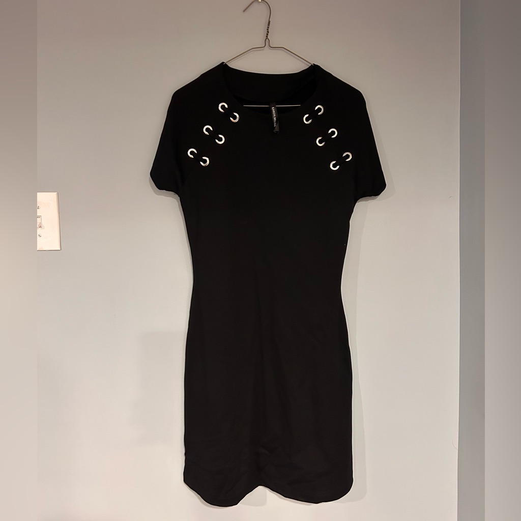 Karen Millen Black Mini Dress With Eyelet Accents